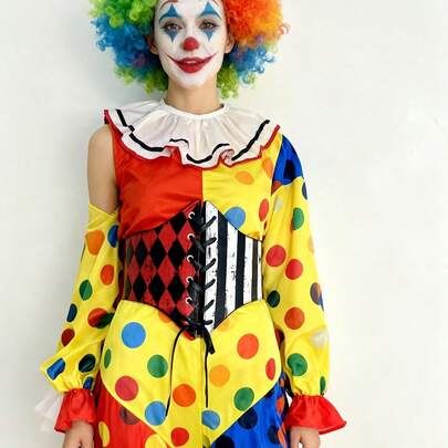1 chiếc thắt lưng chú hề, dây thun co giãn dùng cho lễ hội Halloween, biểu diễn cosplay, trang trí eo unisex.