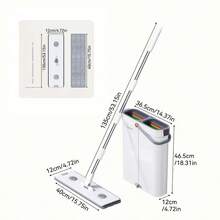 Mop And Bucket Set Measuring 12.99 By 15.75 Inches, Featuring A Wet And Dry Flat Mop, And Includes 2, 4, Or 7 Ultra-Fine Fiber Replacement Pads That Are Machine Washable; Ideal For Cleaning Floors, Walls, And Various Rooms Like The Living Room - 12.99" cây lau nhà + xô + tặng kèm 7 miếng lau - Xem 5