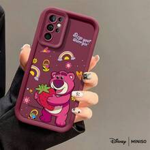 MINISO Disney Lotso "Don't Worry" TPU Phone Case, Strawberry Rainbow Version Compatible With Samsung S26 Ultra/S26 Edge/S26 Plus/S26/S25 Ultra/S25 Plus/S25/S25FE/S25Edge/S24Ultra/S24Plus/S24/S24FE/S23FE/S23Ultra/S23Plus/S23/S22Ultra/S22Plus/S22/S21Ultra/S21Plus/S21/A15/A16/A17/A23/A24/A25/A26/A33/A34/A35/A36/A52/A53/A54/A55/A56/A71/A72/A73, Christmas Gift For Girlfriend - White - View 3