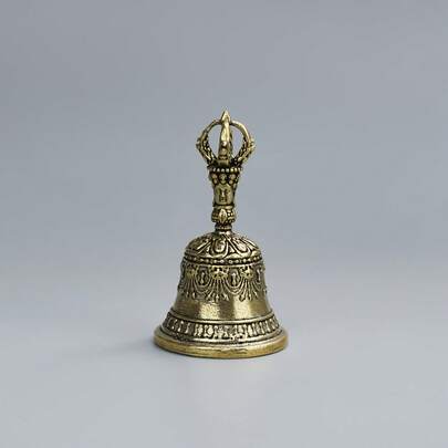 One Carved Bronze Bell – Hand-Held Shaker With Clapping Handle, Soothing Healing Sounds For Church, Weddings, Schools & Festive Occasions, Exquisite Craftsmanship