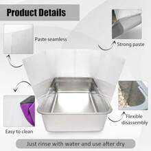 Caja de arena para gatos 4 unidades transparente y fácil de limpiar protector de salpicaduras para bandeja de arena de parte superior abierta 14.5 x 11.5 pulgadas caja de arena no incluida - Blanco - Ver 3