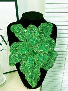 Nueva aplicación de costura hecha a mano con flores de pétalos, bordado 3D multicapa y cristales de strass, Longitud: 29cm, Ancho: 28cm - Morado oscuro - Ver 29