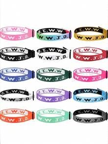 15条装 W.W.J.D. 编织手链，耶稣会怎么做？编织腕带，基督教 WWJD 筹款手链 - 15wwjd印花手繩 - 查看 1