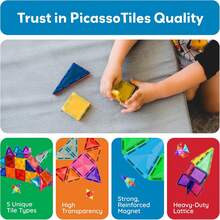 PicassoTiles - Magnetic Block Set, Diamond Series, Magnetic Building Blocks, STEM Learning, For Children Ages 3 And Up, PTM100 - 80 Pieces - View 7