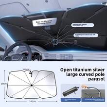 汽车遮阳伞 | 可折叠挡风玻璃遮阳伞 | 防紫外线隔热 | 通用型，适用于大多数车型 - 直柄陽傘 - 大號 - 查看 4