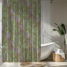 1pc Vintage Floral Print Shower Curtain, High Quality Home Decor Curtain, Modern Versatile Bathroom Matching, All Season Shower Curtain With 12 Hooks - S2572 - View 8