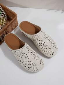 Hollow-Out Wedge Sandals, Comfortable For Wearing To Work And Shopping For Long Periods - White - View 7