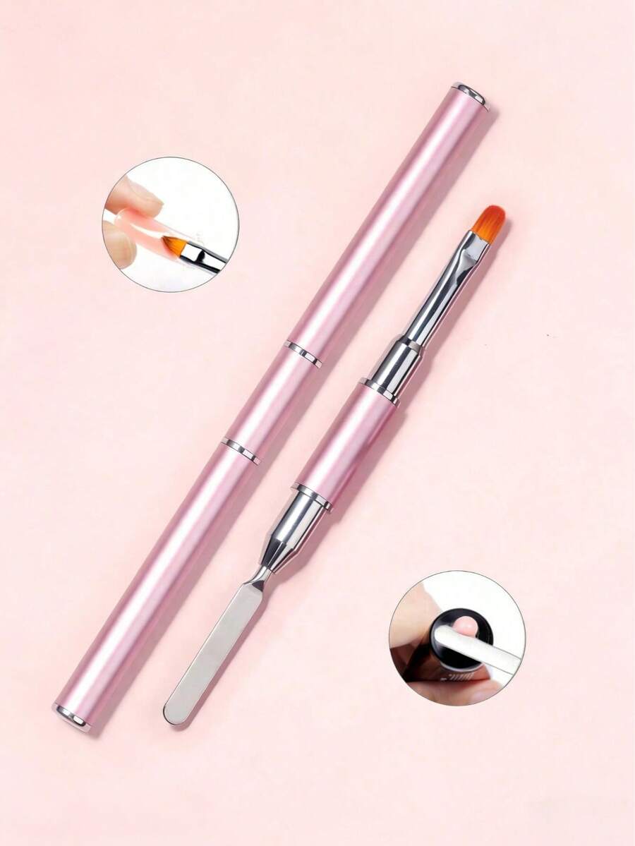 1 cọ vẽ móng gel UV đa năng màu hồng nhạt, bằng thép không gỉ. - Màu Hồng baby - Xem 1