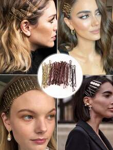 150/100/50 pièces Set de pinces à cheveux en métal de couleur café avec design ondulé unicolore, antidérapant convenant à tous types de cheveux, adapté pour le port quotidien et la coiffure, accessoires capillaires pratiques et décontractés pour les filles et les femmes, été, vacances, voyage, festival, fête - Marron - Voir 7