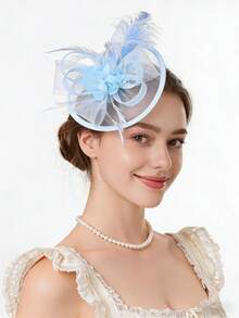 Mũ đội đầu bằng vải organza dành cho nữ, thích hợp cho nhà thờ, tiệc cưới, tiệc trà, mùa hè. - A - Xem 6