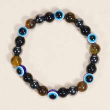 1pc Handmade Tiger Eye Demon Eye Beaded Bracelet, Jewelry Gift For Men And Women - Evil Eye - View 6