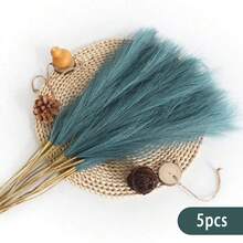 5 pièces de pampas artificiels, plantes artificielles, décoration de style bohème, décoration de maison, décoration de chambre, remplisseurs de vase, décoration de mariage, décoration de Noël, décoration de printemps, décoration de table à manger, centre de table, fleurs en plastique, décoration d'automne - Multicolore - Voir 13