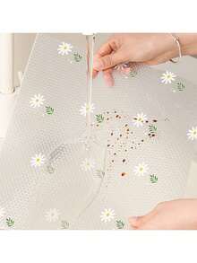 1 Roll Daisy Shelf Liner For Kitchen Cabinets,Non-Adhesive Drawer Liner,Non-Slip Refrigerator Liner,EVA Waterproof Fridge Pad Cupboard Mat Easy Placemats. - Multicolor - View 6