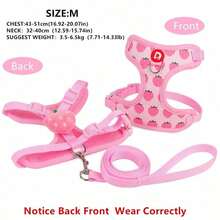 Cute Pet Harness And Leash Set For Small Dogs, Anti-Escape Cat Leash, Adjustable Cat Vest, All Seasons Suitable For Outdoor Walking - Pink - View 3