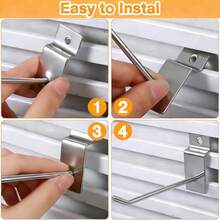 5pcs Slotted Panel Hooks Heavy-Duty Multi-Functional Hooks Grid Metal Pegboard Rack Garage Storage Organizer Clothing Display Rack - Slotted Hook - View 4