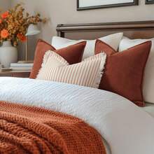 1pc Chenille Herringbone Pattern Throw Pillow Cover (Pillow Insert Not Included), Farmhouse Style Home Decor Sofa Cushion Cover, Solid Color Home Decoration Suitable For Bedroom, Balcony, Living Room, Dining Room - Orange - View 8