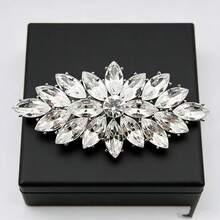 1 chiếc ghim cài áo bằng pha lê thủy tinh nhiều lớp mạ K màu trắng, ghim cài áo hình hoa dài chất lượng cao, phụ kiện cài ngực hình hoa dành cho nữ mùa thu/đông. - trắng - Xem 7