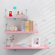 1 pieza Estantería de pared con gancho, estantería para sala de estar, estudio, sin necesidad de perforar - Rosa - Ver 6
