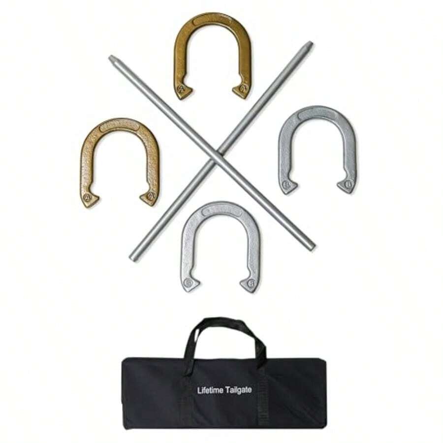 Pro Horseshoe Set - Powder Coated Steel With Carry Case By - Gold and Silver - View 1