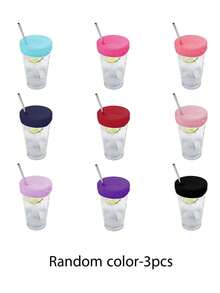 Bộ 4/1 cái ống bọc cốc uống nước tái sử dụng có lỗ cắm ống hút, bảo vệ cốc đựng đồ uống, giá đỡ cốc cho quán bar, câu lạc bộ, tiệc tùng để ngăn các vật dụng không mong muốn rơi vào cốc. - Nhiều màu - Xem 14