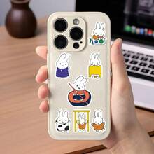 MIFFY 1套/8张可爱联名米菲兔剪纸贴纸，外观精美，防水，手工材质，DIY贴纸，装饰效果高，复古风格，柔和奶油色，生日礼物，送给家人、朋友、情侣，小惊喜，复活节礼物，开学必备礼物 - 彩色 - 查看 5