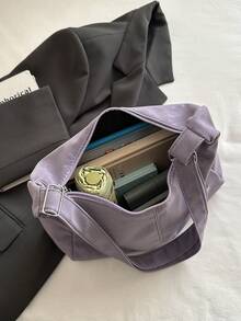Elegant Women's Shoulder Bag, New Minimalist Casual Crossbody Bag For School And Commute - Purple - View 4
