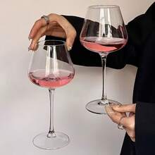 2pcs/Set Luxury Large Belly Red Wine Glasses, Crystal Stemware, Burgundy Wine Glasses - Transparent - View 8