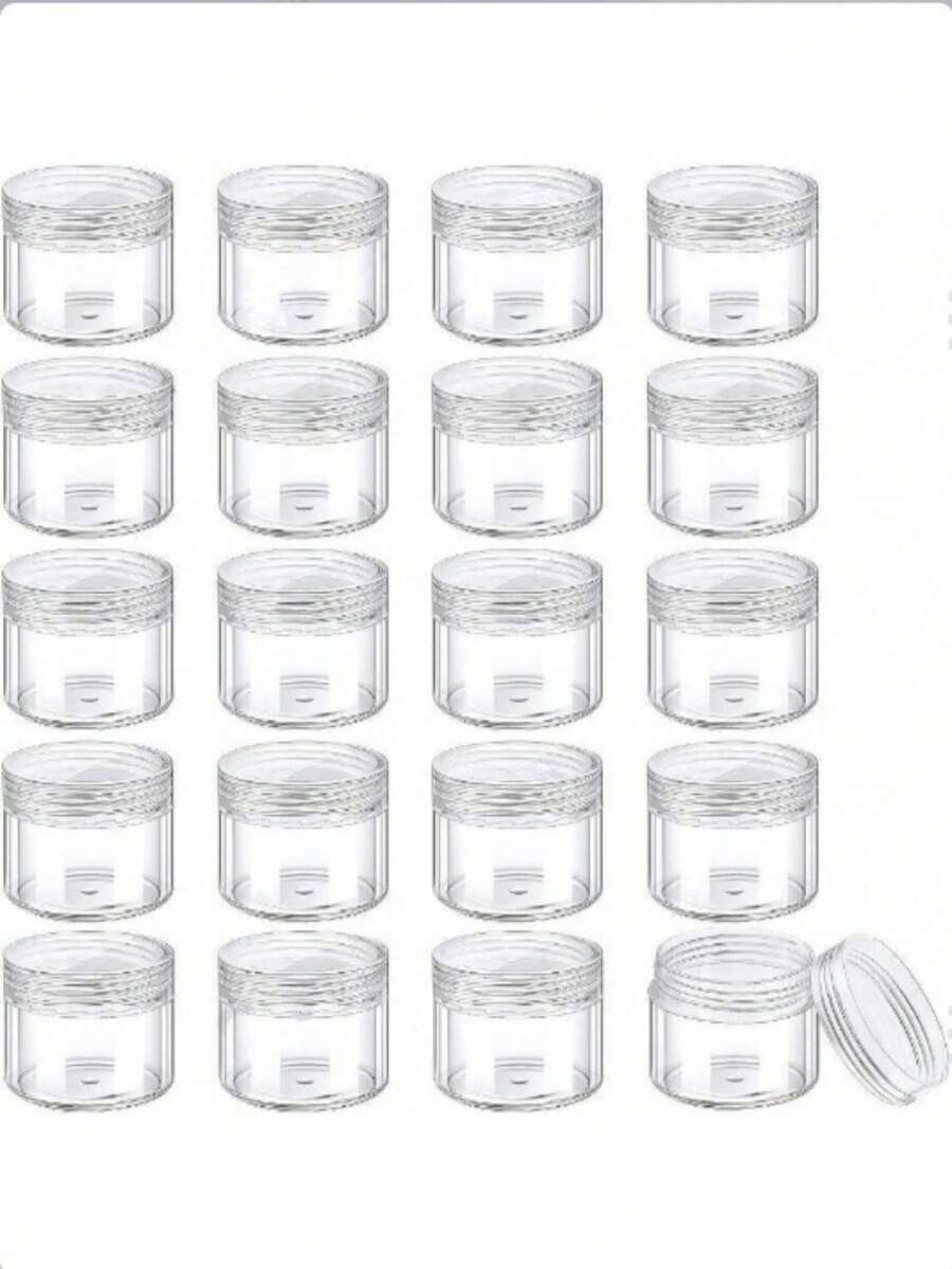 Bộ hộp đựng mỹ phẩm bằng nhựa tròn có nắp đậy, thích hợp đựng chất lỏng, kem, mẫu thử, dung tích 20ml và 10ml. - Trong sáng - Xem 1