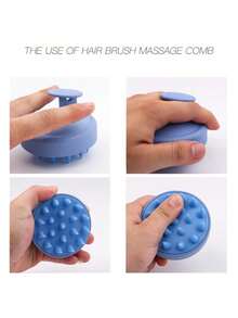 Bộ 2/3 đầu bàn chải gội đầu, bàn chải massage, lược gội đầu, silicon mềm, không mùi, bàn chải làm sạch da đầu bằng silicon thủ công, bàn chải massage da đầu. - C-Xanh - Xem 5