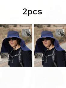 1/2/5pcs Men's Summer Detachable Shawl Outdoor Quick-Dry Waterproof Bucket Hat, Sun Protection Hat For Fishing, Hiking, Hunting, Breathable,Beach,Holiday - A - View 20