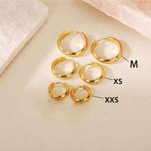 Bông tai thép không gỉ mạ vàng 18K | 14mm, ít gây dị ứng, 83.48g, chống mài mòn, chống phai màu, thiết kế tối giản cổ điển, trang sức unisex phù hợp cho hàng ngày, ngày lễ, kỳ nghỉ, tiệc tùng. - Vàng - Xem 10