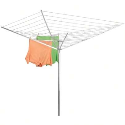 17120-1 Rotary Outdoor Umbrella Drying Rack Aluminum Arms And Steel Post 12-Lines With 165 Ft. Clothesline