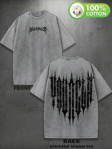 Retro Washed T-Shirt | YLA Graphic T-Shirt | Gym Graphic T-Shirt | Gift Idea | 100% Cotton | Fabric - 灰色 - 查看 1