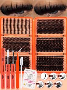 720/708/684 قطعة كتاب عناقيد رموش D Curl، رموش روسية حجم 3D ناعمة وفضفاضة بطول 10-18 مم بأنماط مختلطة، طقم إطالة رموش DIY محمول عالي الجودة، سهل التطبيق في المنزل، رموش مثالية لإطلالات حفلات يومية - متعدد الألوان - مشاهدة 16