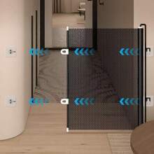 Puerta de mascota expandible con malla de PVC, fácil instalación, adecuada para perros pequeños, gatos y otras mascotas, sin necesidad de perforar para evitar que las mascotas se escapen, aplicable a escaleras, pasillos y porches, valla de puerta de malla ligera, puerta de mascota al aire libre, solución de valla para mascotas, diseño retráctil, puerta extensible, barrera de malla para mascotas, puerta para mascotas, pequeña mascota del hogar, propietario de mascotas - Multicolor - Ver 6
