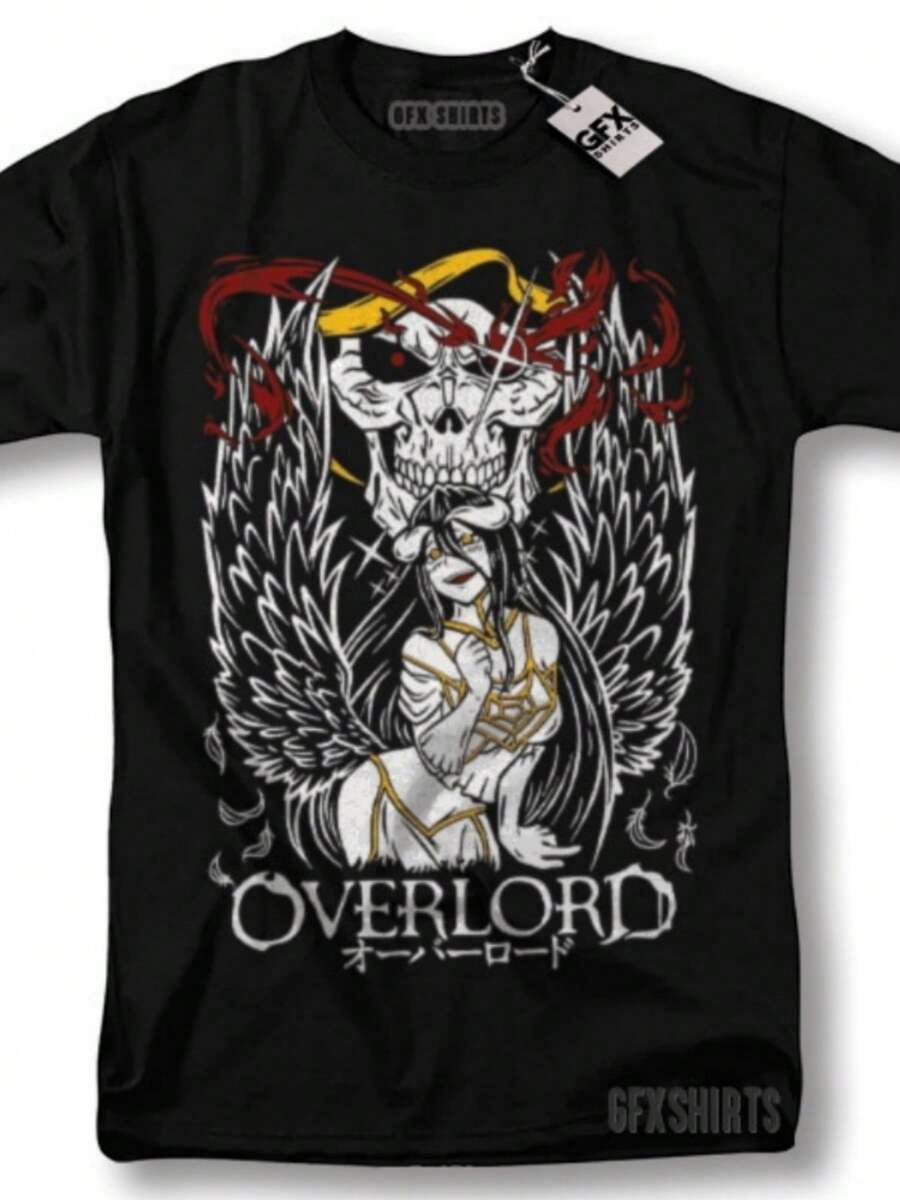 Overlord Albedo Shirt Ainz Ooal Gown Waifu Anime Manga Graphic T-Shirt - 黑色 - 查看 1