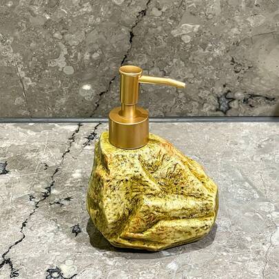 1pc Vintage Ceramic Mosaic Non-Electric Phthalate-Free Standing Bathroom Liquid Soap Dispenser, Suitable For Hotel Bathroom Shower