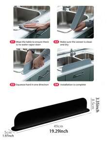 1pc Durable Silicone Suction Cup Splash Guard, Kitchen Sink Splash Protector With Suction Cup, Water Barrier To Prevent Spills, Protects Countertop From Water Stains, Suitable For Kitchen And Lab Sinks, Basins And Bowls, Great For Home And Professional Use - Black - View 14