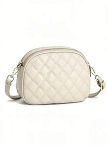 Túi đeo chéo màu be chần bông hình mèo dễ thương, túi chần bông, túi đeo vai mini Kawaii, túi đi làm hàng ngày cho nữ. - trắng - Xem 11