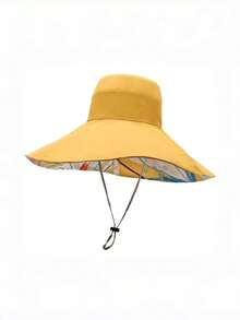 Sombrero de cubo reversible con ala ancha, sombrero de sol estampado para mujer para primavera/verano, versátil y con protección UV a la moda, para playa, vacaciones, días festivos, viajes - Sombrero reversible de ala grande para el sol. - Ver 13