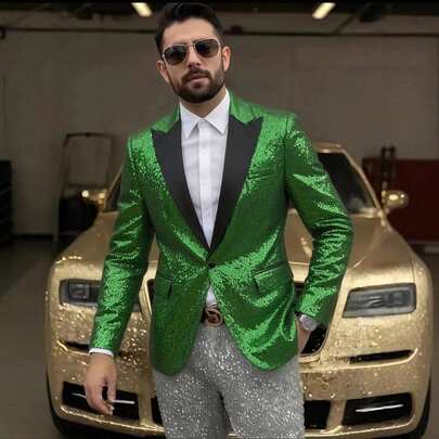 Áo vest nam đính sequin, trang phục trang trọng cho tiệc chiêu đãi, đám cưới, sự kiện.