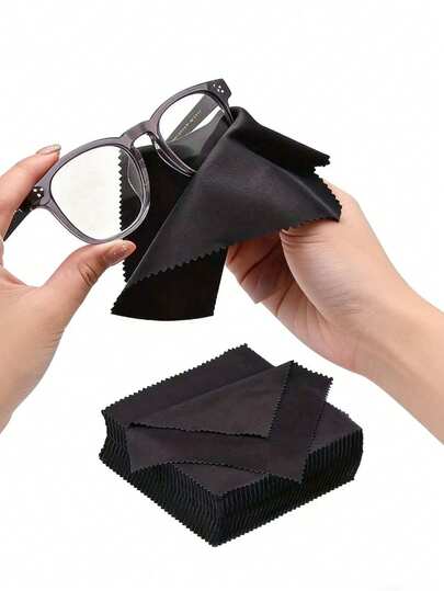 100pcs Premium Soft Microfiber Polishing Cloth, Suitable For Cleaning Glasses, Cameras, Guitars, Silverware, Jewelry And Display Cabinets