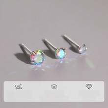 Đôi bông tai lấp lánh nhiều màu sắc được làm từ bạc sterling 925 dành cho nữ, thích hợp để đeo hàng ngày và làm quà tặng. - bông tai zircon óng ánh - Xem 11