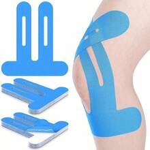 20pcs Pre-Cut Knee Sports Muscle Tapes, Blue, Beige, Black, Pink Available, Suitable For Student Athletes, Elastic Knee Tapes For Marathon, Soccer, Basketball - Multicolor - View 14