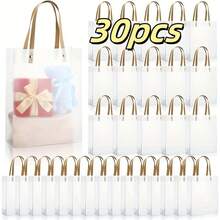 40/30/10入 節日禮品袋 磨砂PVC手提袋 便攜禮品包裝袋 紀念品袋 派對伴手禮袋 適用萬聖節、聖誕節、生日、婚禮派對用品、開學季 - 透明 - 查看 13