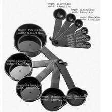XXL Set (5/10 Pieces) Plastic Baking Cups And Measuring Spoons With Graduations; 10-Piece Set Of Black Plastic Measuring Cups And Measuring Spoons With Graduations. - Multicolor - View 4