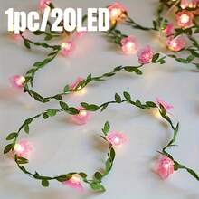 樱花藤蔓串灯 20颗LED铜线仙女灯 电池供电花环叶子装饰 卧室墙壁 圣诞节 新年 情人节装饰 室内氛围灯串 节日礼物 - 櫻花燈串 - 查看 11