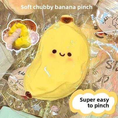 2pcs/1pc Soft & Plump Banana Squeeze Toy - Cute Yellow Banana, Banana Squeeze Toy, Soft & Fluffy Banana Stress Relief, Squishy & Squeezable, Stress Relief & Anxiety Release, Office Desk Toy, Student Gift, Perfect For Holiday & Birthday Gifts. & Odorless, Simulated Banana Texture, High Elasticity , Random 2 Colors