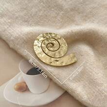 1pc Fashionable Exaggerated Geometric Spiral Pattern Brooch, Luxury High-End Decoration For Coat, Shirt, Suit, Hammered Swirl Metal Pin, Suitable For Daily, Casual Accessories, Unisex - Multicolor - View 7