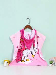 Khăn tắm trẻ em in hình hoạt hình, độ tuổi 0-7, siêu thấm hút, có thể mặc được. - Hồng - Xem 6